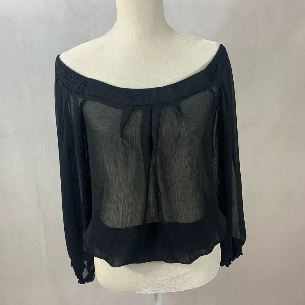 Black sheer long sleeve blouse
